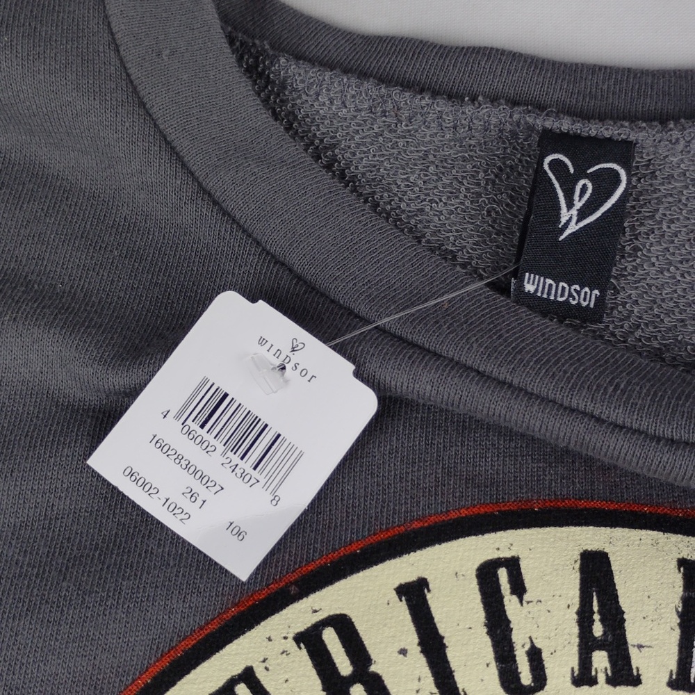 Windsor Distressed Grey Motorcycle Graphic Cropped Sweatshirt - Picture 13 of 14